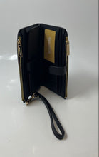 Load image into Gallery viewer, Michael Kors Womens Black Zipper Credit Card Slots Wristlet Wallet