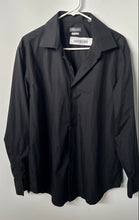 Load image into Gallery viewer, Van Heusen Mens Black Long Sleeve Fitted Wrinkle Free Dress Shirt Sz XL 17 34/35