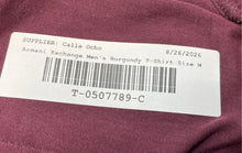 Load image into Gallery viewer, Armani Exchange Mens Burgundy Pima Cotton Short Sleeve V-Neck T-Shirt Size M