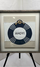 Load image into Gallery viewer, Ahoy Nautical Framed Wall Art Print Blue Beige Coastal Beach Decor