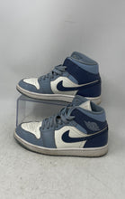 Load image into Gallery viewer, Nike Womens Air Jordan 1 Mid BQ6472-140 White Blue Lace-Up Sneaker Shoes Size 7