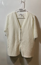 Load image into Gallery viewer, DKNY Womens Off-White Short Sleeve V-Neck Front Zip Knitted Blouse Top Size XL