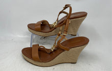 Load image into Gallery viewer, Michael Kors Womens Brown Leather Open-Toe Wedge Espadrille Sandals Size 9.5M