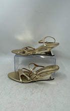 Load image into Gallery viewer, Zara Womens Gold-Tone Open Toe Wedge Heel Ankle Strap Sandals Size EUR 40