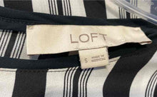 Load image into Gallery viewer, Loft Womens Black White Striped Round Neck Bell Sleeve Blouse Top Size Small