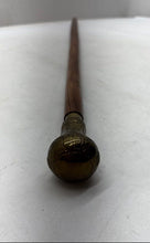 Load image into Gallery viewer, Brown Classic Wooden Finish Walking Cane With Brass-Tone Handle Collectible