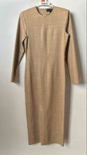 Load image into Gallery viewer, Zara Womens Brown Long Sleeve Crew Neck Back Zipper Midi Sheath Dress Size M