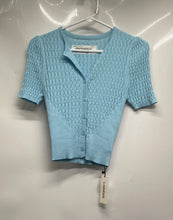 Load image into Gallery viewer, Commense Womens Blue Hollow Knit Button Front Blouse Top Size XS With Tag