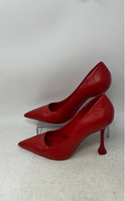 Load image into Gallery viewer, Zara Womens Red Leather Pointed Toe Slip-On High Pump Heels Size EUR 39