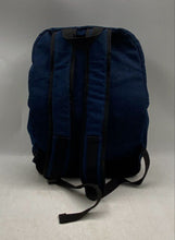 Load image into Gallery viewer, True Religion Mens Blue Denim Metal Plate Logo Adjustable Straps Zipper Backpack
