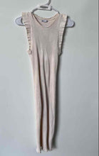Load image into Gallery viewer, Zara Womens Beige Sleeveless Crew Neck Ruffle Pullover Midi Bodycon Dress Size L