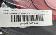 Load image into Gallery viewer, Karl Lagerfeld Womens Black Red Heart Print Leather Zipper Crossbody Bag