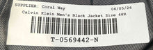 Load image into Gallery viewer, Calvin Klein Mens Black Wool Long Sleeve Notch Collar 2-Button Blazer Size 48R