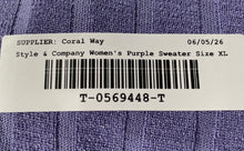 Load image into Gallery viewer, Style&Co. Womens Purple 3/4 Sleeve Collarless V-Neck Pullover Sweater Size XL