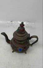 Load image into Gallery viewer, Bronze Color Etched Collectible Jewels Teapot With Handle & Lid