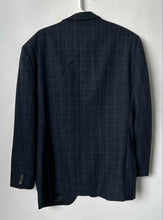 Load image into Gallery viewer, High Life Mens Blue Plaid Wool Long Sleeve Collared One Button Blazer Size 44/54