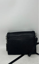 Load image into Gallery viewer, Nine West Womens Black Pebbled Leather Adjustable Strap Flap Over Crossbody Bag
