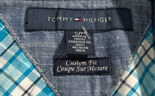 Load image into Gallery viewer, Tommy Hilfiger Mens Blue Plaid Short Sleeve Custom Fit Button-Up Shirt Size S/P