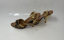 Load image into Gallery viewer, BCBGMAXAZRIA Womens Brown Yellow Open Toe Buckle Slingback Sandal Size 7.5 B