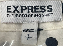 Load image into Gallery viewer, Express Womens Portofino White Polka Dot Long Sleeve Button-Up Shirt Size S