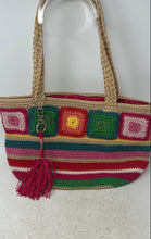Load image into Gallery viewer, The Sak Womens Multicolor Crochet Double Handle Zip Top Lined Shoulder Bag