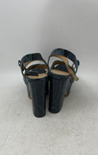 Load image into Gallery viewer, Michael Kors Womens Blue Black Snakeskin Leather Block Platform Heels Size 6M