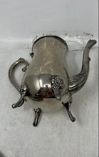 Load image into Gallery viewer, Lot Of 4 Pcs Vintage Silver-Tone Footed Teapot With Sugar Bowl Creamer And Tray