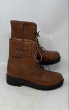 Load image into Gallery viewer, Qupid Womens Brown Leather Round Toe Lace-Up Ankle Combat Boots Size 9