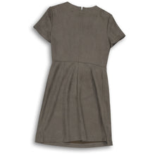 Load image into Gallery viewer, Calvin Klein Womens Brown Suede Short Sleeve Round Neck Zip-Up Mini Dress Size 6