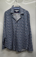 Load image into Gallery viewer, Zara Mens Blue Floral Printed Long Sleeve Slim Fit Button-Up Shirt Size XL