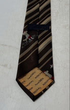 Load image into Gallery viewer, Pierre Cardin Mens Brown Striped Keeper Loop Adjustable Pointed Tie