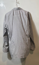 Load image into Gallery viewer, Hugo Boss Mens Gray White Striped Print Slim Fit Stretch Dress Shirt Size L 16.5