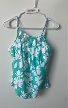 Load image into Gallery viewer, 24th & Ocean Swimwear Womens Green White Floral Sleeveless Tankini Top Size 12