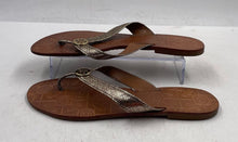 Load image into Gallery viewer, Authentic Tory Burch Womens Thora Gold-Tone Leather Thong Sandals Size 9 M
