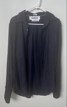 Load image into Gallery viewer, Calvin Klein Mens Black Blue Striped Long Sleeve Button-Up Shirt Size Medium