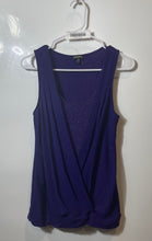 Load image into Gallery viewer, Express Womens Purple Sleeveless Pullover Shimmer Pleated Blouse Top Size M