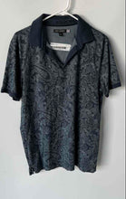Load image into Gallery viewer, Banana Republic Mens Gray Paisley Luxury Touch Performance Polo Shirt Size M