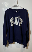 Load image into Gallery viewer, Gap Womens Blue Logo Front Long Sleeve Crew Neck Pullover Sweatshirt Size XL