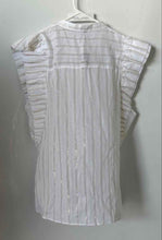 Load image into Gallery viewer, Express Womens White Striped Flutter Sleeve Gramercy Button-Up Shirt Size L