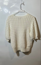 Load image into Gallery viewer, Ann Taylor Womens White Knit Short Sleeve Crew Neck Pullover Sweater Size L