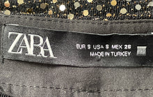 Load image into Gallery viewer, Zara Womens Black Gold Sparkle Sequin Ruched Mini Skort Size Small