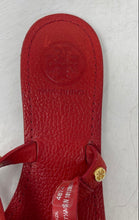 Load image into Gallery viewer, Authentic Tory Burch Womens Red Leather Studded Buckle Thong Sandals Size 7.5M