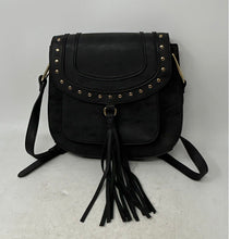 Load image into Gallery viewer, Franco Sarto Womens Rex Dark Gray Leather Adjustable Strap Studded Crossbody Bag