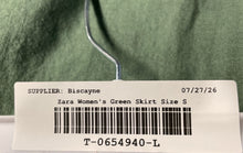 Load image into Gallery viewer, Zara Womens Green Ruffle Side Zip High-Waisted Midi Straight & Pencil Skirt Sz S
