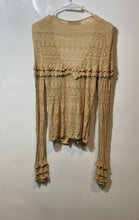 Load image into Gallery viewer, Zara Womens Beige Crochet Knitted Long Sleeve Cardigan Sweater Size Medium