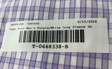 Load image into Gallery viewer, Hugo Boss Mens Purple White Plaid Cotton Long Sleeve Collared Dress Shirt Sz 15R