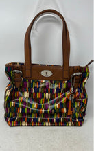 Load image into Gallery viewer, Fossil Womens Key-Per Multicolor Feather Print Double Handle Shoulder Tote Bag