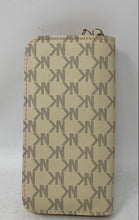 Load image into Gallery viewer, NK Womens Beige Leather Signature Print Inner Pocket Zip-Around Wallet