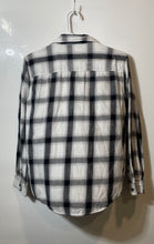 Load image into Gallery viewer, Calvin Klein Boys Black White Windowpane Plaid Cotton Button-Up Shirt Size Large