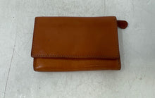 Load image into Gallery viewer, Vera Pelle Womens Brown Leather Credit Card ID Window Snap Trifold Wallet